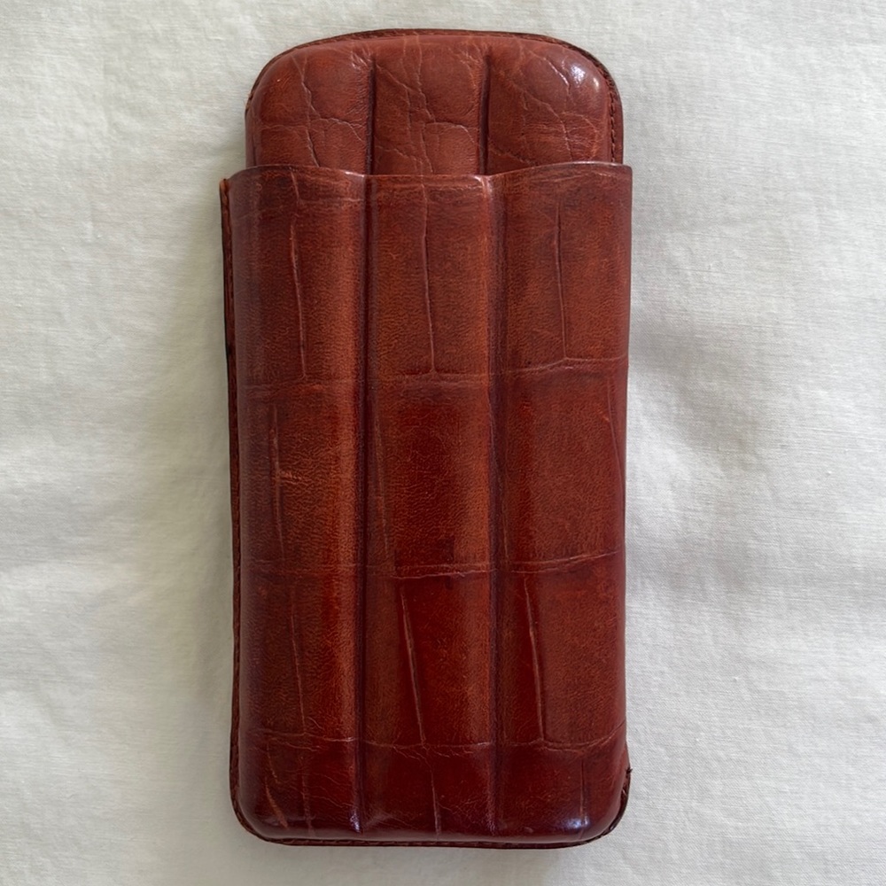 Vintage "Budd Leather" 3 flute cigar case